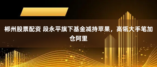 郴州股票配资 段永平旗下基金减持苹果，高瓴大手笔加仓阿里